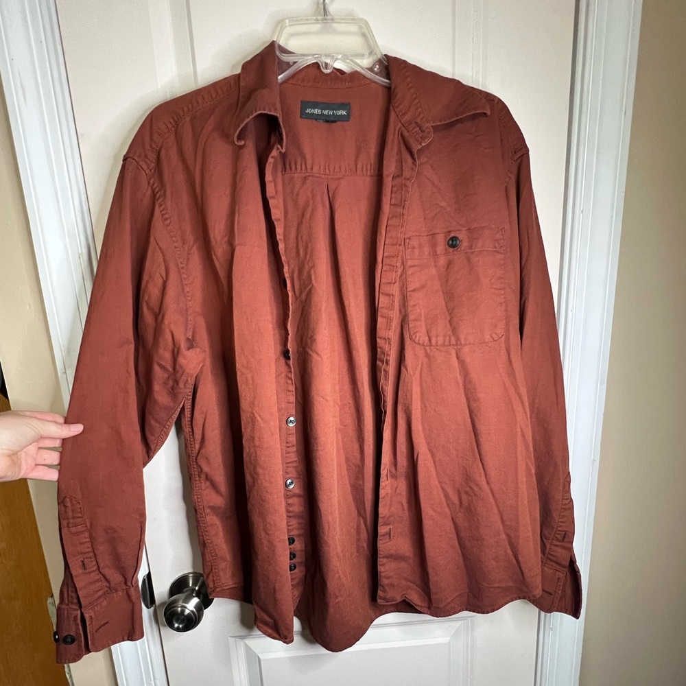 Burnt orange oversized button up flannel